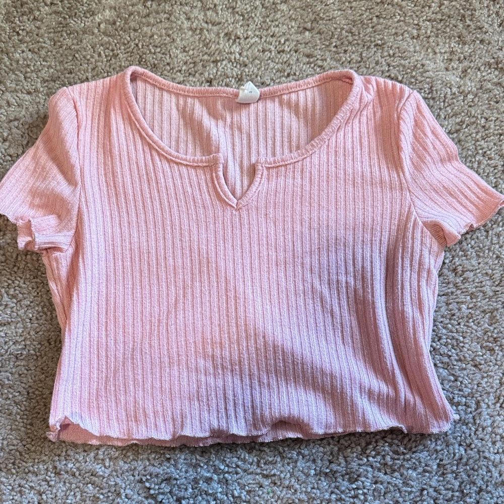 SHEIN Pink Ribbed Kids Top